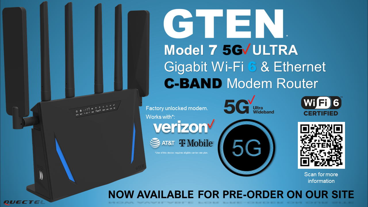 Klappe Det er det heldige Instruere GTEN's AX Wi-FI 6 5G Modem featuring the Qualcomm X65 Processor with C-BAND  Coverage | INFINITE INTERNET CORP